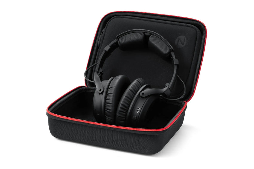 NFlight Ascent aviation headset stored inside protective carrying case