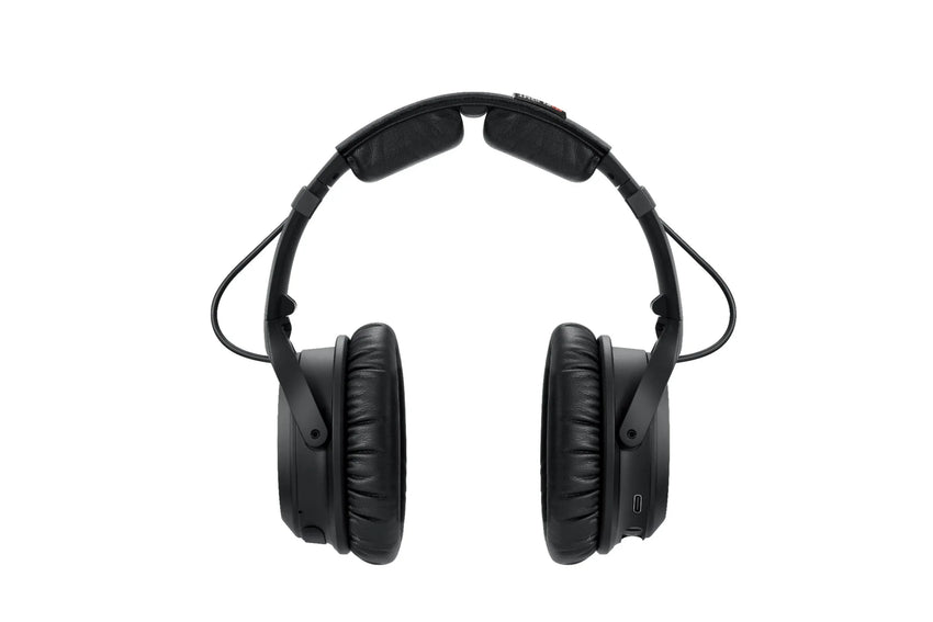 Front view of NFlight Ascent aviation headset showing ear seals and headband padding
