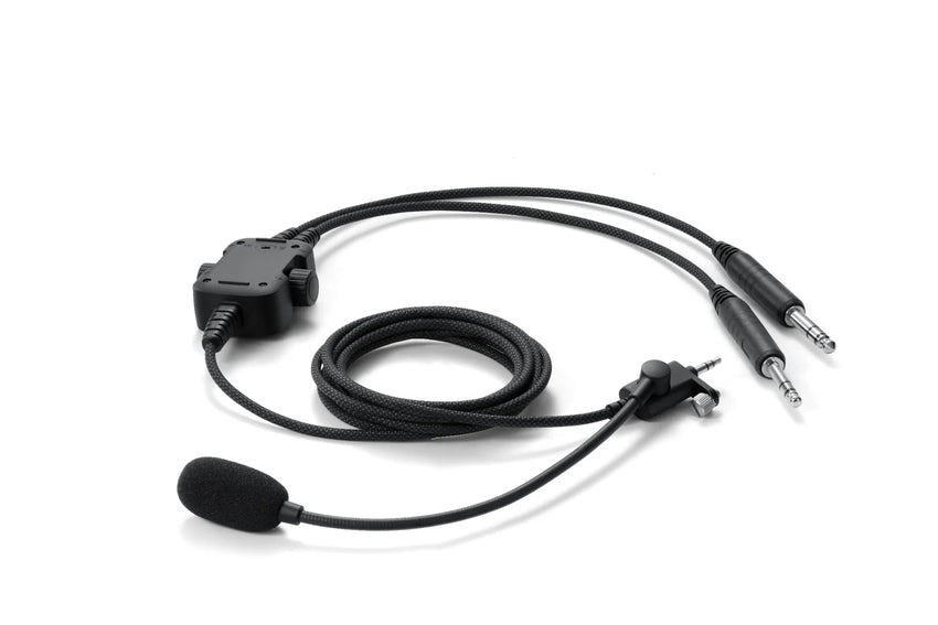 NFlight Ascent aviation microphone and audio cable with dual GA plugs and inline control module